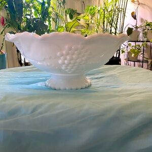 MILK GLASS GRAPES FRUIT BOWL